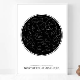 Constellations Of The Northern Hemisphere - Stars Astronomy Solar Wall Print Gift Idea Bespoke Poster A5 A4 A3 Framed - thumbnail 3