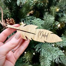 Christmas Personalised Feather Bauble - Memorial Tree Decoration - thumbnail 2