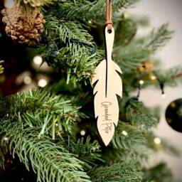 Christmas Personalised Feather Bauble - Memorial Tree Decoration - thumbnail 3