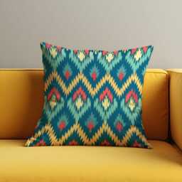 Tribal Ikat Throw Pillow Cover, Bold Geometric Cushion Boho Ethnic Sofa Decor, Southwestern Living Room & Bedroom Decor - thumbnail 2