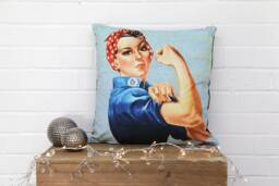 Rosie Riviter Cushion Velvet 45cm X Cushions Pillows Limited Edition - thumbnail 1