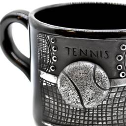 Handmade Sports Mug Fimo Clay Pottery, Basketball, Tennis, Volleyball - thumbnail 3