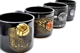Handmade Sports Mug Fimo Clay Pottery, Basketball, Tennis, Volleyball