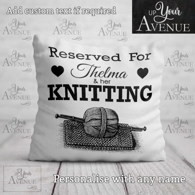 Knitting Cushion Personalised Birthday Gift Her Knitter Friend Keepsake Mum Custom Knitting Pillow Women Grandma Nan Granny Nana - image 1