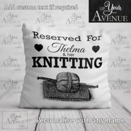 Knitting Cushion Personalised Birthday Gift Her Knitter Friend Keepsake Mum Custom Knitting Pillow Women Grandma Nan Granny Nana - thumbnail 1