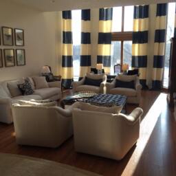 Custom Navy Blue Striped Curtains, Stripes, Color Blocked, Nautical, Nursery Window Treatments - thumbnail 3