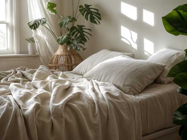 Sand Linen Sheet Set 1 Flat & Fitted 2 Pillowcases Stonewashed 100% Flax Linen Set - image 1