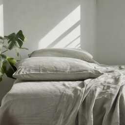 Sand Linen Sheet Set 1 Flat & Fitted 2 Pillowcases Stonewashed 100% Flax Linen Set - thumbnail 3