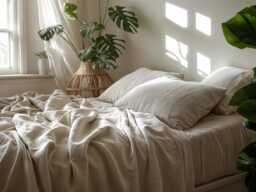 Sand Linen Sheet Set 1 Flat & Fitted 2 Pillowcases Stonewashed 100% Flax Linen Set - thumbnail 1