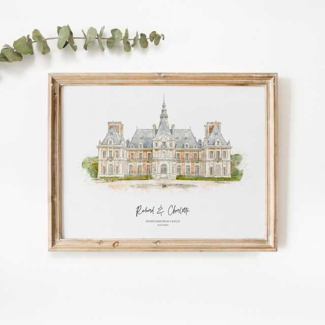 Wedding Venue Print, Gift, 1st Anniversary Present, Sketch, Painting From Photo, Personalised Drawing, Couple Gift - image 1