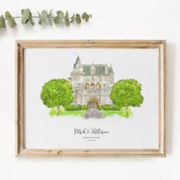 Wedding Venue Print, Gift, 1st Anniversary Present, Sketch, Painting From Photo, Personalised Drawing, Couple Gift - thumbnail 2