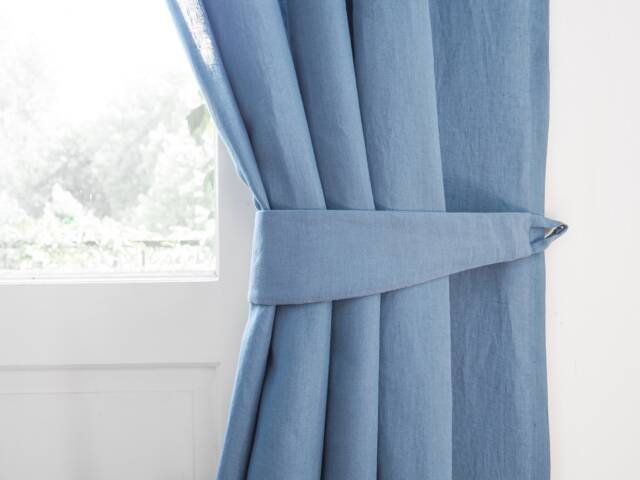 Dusty Blue Tie Back. Linen Curtain Hold-Back - image 1