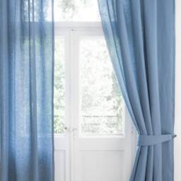 Dusty Blue Tie Back. Linen Curtain Hold-Back - thumbnail 3