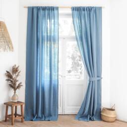 Dusty Blue Tie Back. Linen Curtain Hold-Back - thumbnail 2