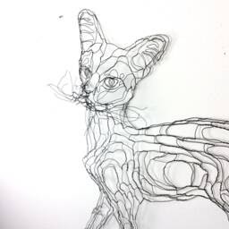 Wall Kitty Cat 2D Wire Sculpture By Elizabeth Berrien - thumbnail 3