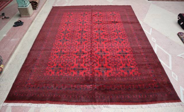 Large Afghan Rug, 13.0 X 9.9 Ft, Beautiful Top Quality, Handmade Oriental Rug 10X13, Afghan Turkmen Khal Mohammadi Area Bukhara Rug - image 1