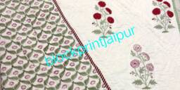 Hand Block Print Cotton Reversible Quilt, Winter Blanket, Cotton Quilt, Single Bed Blanket & Throws, Cotton Single Quilt - thumbnail 1