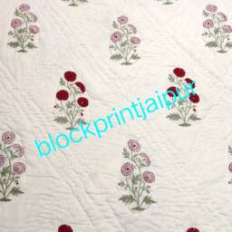 Hand Block Print Cotton Reversible Quilt, Winter Blanket, Cotton Quilt, Single Bed Blanket & Throws, Cotton Single Quilt - thumbnail 4