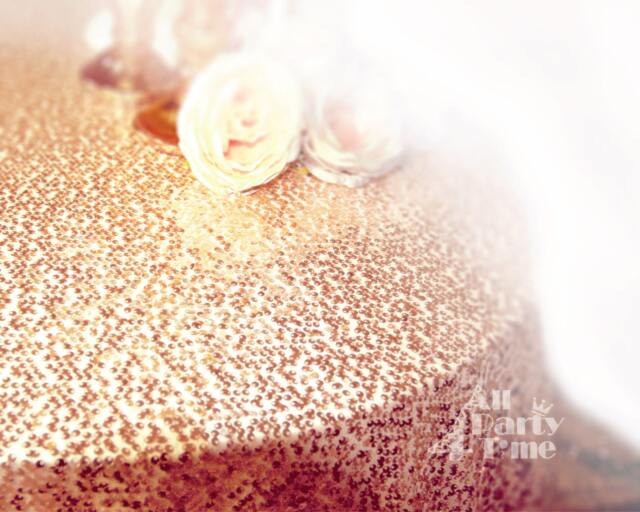 Rose Gold Sequin Tablecloth, Sparkly Shabby Pink Table Linen For Girly Birthday Baby Showr Bridal Shower Party Events. Ready To Ship - image 1