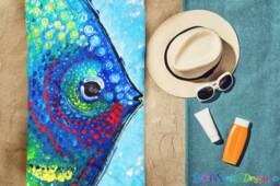 Colorful & Bright Fish Art Beach Towel, Fish Art Pool Art, Towel