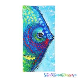 Colorful & Bright Fish Art Beach Towel, Fish Art Pool Art, Towel - thumbnail 2