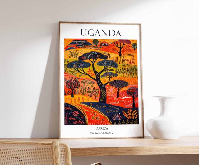 Uganda Poster, Wall Art, Africa African Print, East Decor, Travel Print - image 1