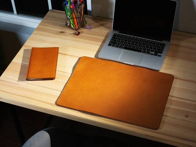 Italian Leather Desk Mat, Brown Writing Pad, Custom Size - image 1