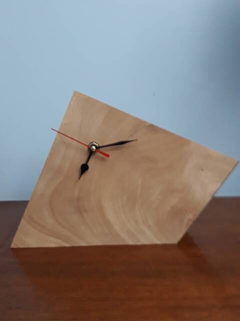 Hand Crafted African Tulip Wood Clock Modern Desk Decor - image 1