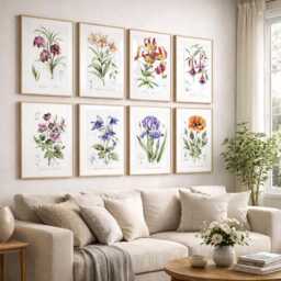 Botanical Flower Prints & Deluxe Greeting Cards. Stylish Floral Art. Wall Art, Elegant Nature Home Decor. Set Of 8 Poster - thumbnail 2