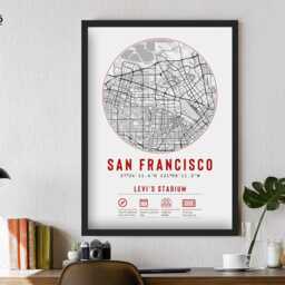San Francisco 49Ers Stadium Map Print Unique Framed Gift - For Him Dad Brother Granddad Uncle American Football Poster Decor Sf 49 - thumbnail 2