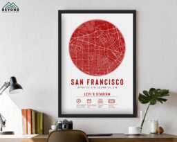 San Francisco 49Ers Stadium Map Print Unique Framed Gift - For Him Dad Brother Granddad Uncle American Football Poster Decor Sf 49 - thumbnail 1