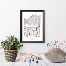 Trevi Fountain Print On Fine Art Paper - Rome Travel Illustration- Unframed - thumbnail 3