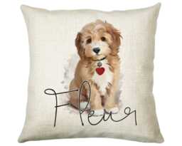 Personalised Puppy Dog Cushion Gift Printed Name Design - Throw Pillow For Mum Dad Friend Bedroom Birthday Christmas Cs077 - thumbnail 1