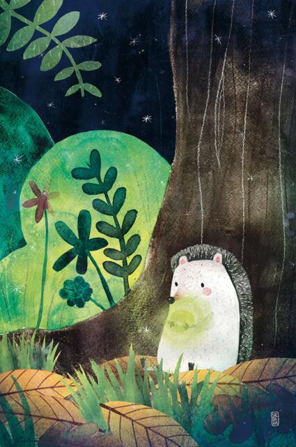 The Hedgehog & The Treasure Print - 21x30 Print Illustration Cute Animals Nursery Decor - image 1