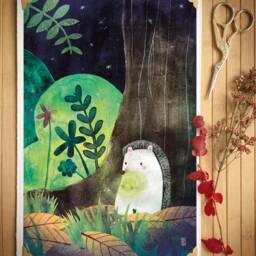 The Hedgehog & The Treasure Print - 21x30 Print Illustration Cute Animals Nursery Decor - thumbnail 2