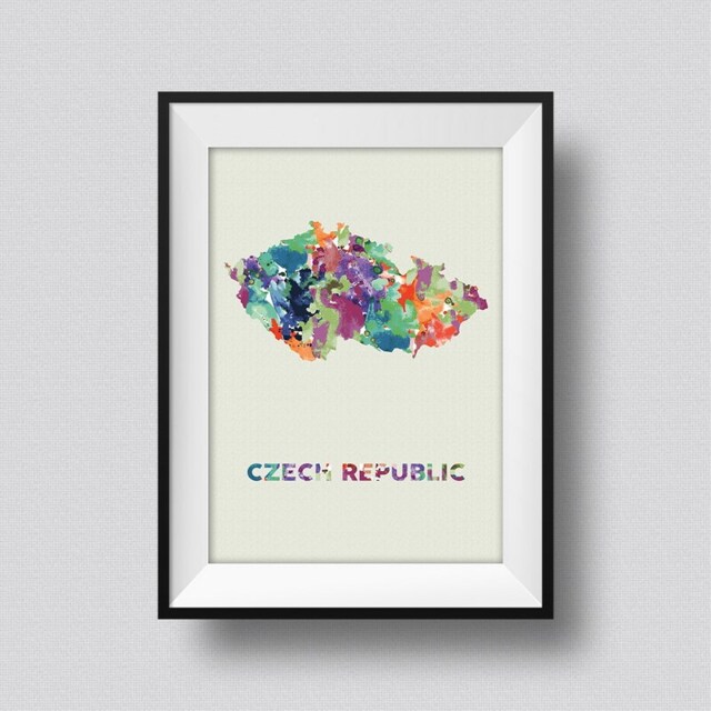 Czech Republic Watercolor Map Art Print Ink Splash Poster Canvas