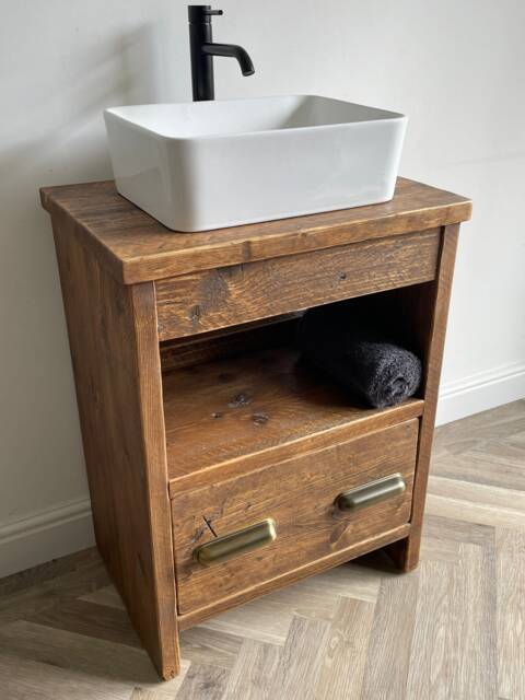 Timperley Reclaimed Wood Rustic Bathroom Vanity Unit - image 1