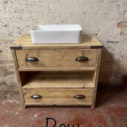 Timperley Reclaimed Wood Rustic Bathroom Vanity Unit - thumbnail 3
