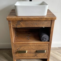 Timperley Reclaimed Wood Rustic Bathroom Vanity Unit - thumbnail 2