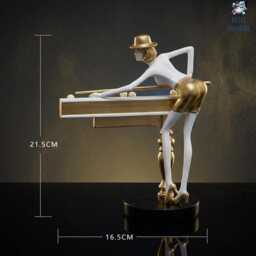 Nordic Resin Billiard Player Sculpture Pool Table Figurine - Office Desk Decor Sports Art Gift For Him Modern Home Accent - thumbnail 2