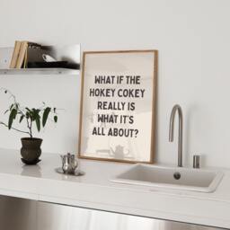 Hokey Cokey Funny Quote Print Cream & Black Unframed Card - thumbnail 3