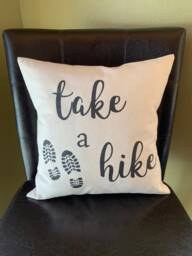 Take A Hike Quote Pillow Decorative Handmade Painted Lake Sayings - thumbnail 1
