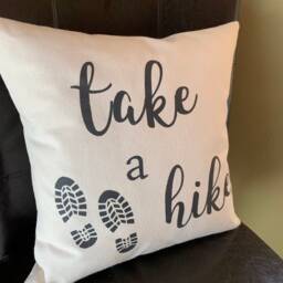 Take A Hike Quote Pillow Decorative Handmade Painted Lake Sayings - thumbnail 2