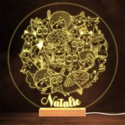 Cute Cuddling Forest Animals Nature Personalised Gift Lamp Night Light - thumbnail 1