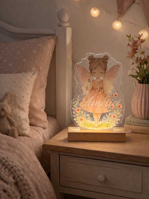 Personalised Fairy Night Light - Custom Name Led Lamp Girls Bedroom Decor - image 1