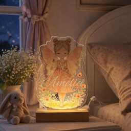 Personalised Fairy Night Light - Custom Name Led Lamp Girls Bedroom Decor - thumbnail 3