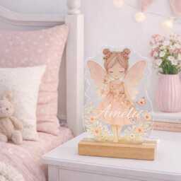 Personalised Fairy Night Light - Custom Name Led Lamp Girls Bedroom Decor - thumbnail 2