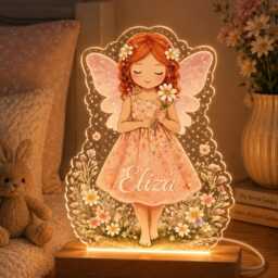Personalised Fairy Night Light - Custom Name Led Lamp Girls Bedroom Decor - thumbnail 4