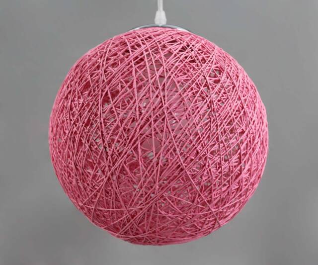 Pink Paper Rope Globe Pendant Light - Customizable Sizes - image 1