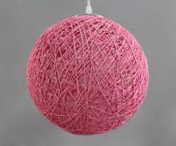 Pink Paper Rope Globe Pendant Light - Customizable Sizes - thumbnail 1
